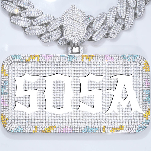 CUSTOM LETTER NECKLACE 3D COLORFUL SQUARE