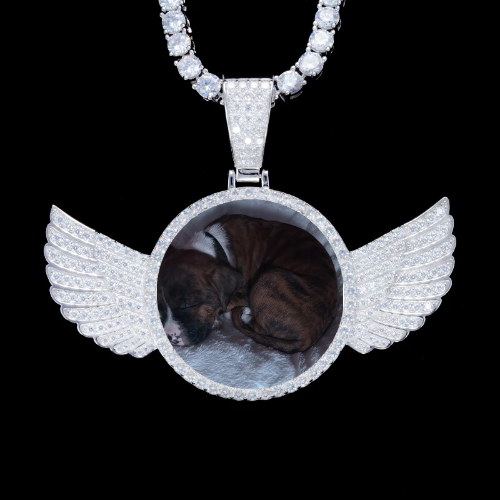 925S & VVS Moissanite 3D Wing Custom Picture Pendant
