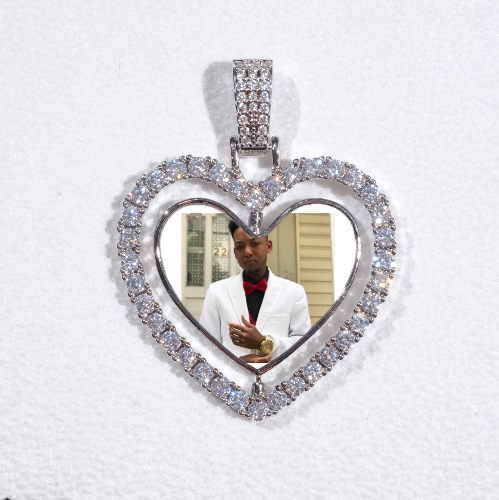 3D Spinning 2-Faced Heart Custom Picture Pendant