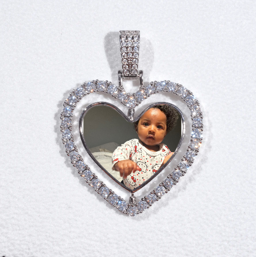 3D Spinning 2-Faced Heart Custom Picture Pendant
