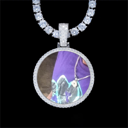 925S & VVS Moissanite 3D Circle Custom Picture Pendant