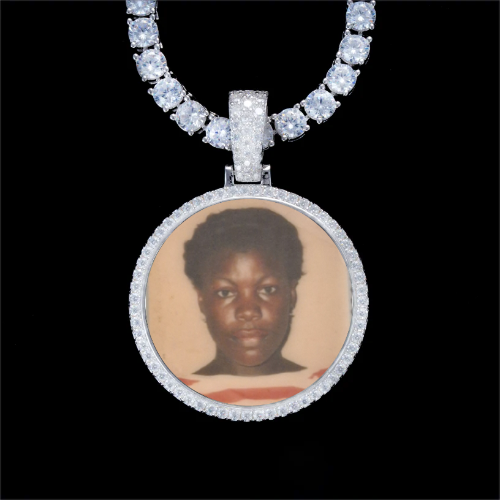 925S & VVS Moissanite 3D Circle Custom Picture Pendant