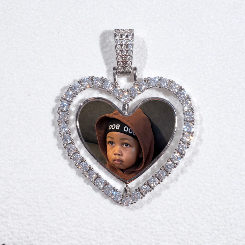 3D Spinning 2-Faced Heart Custom Picture Pendant