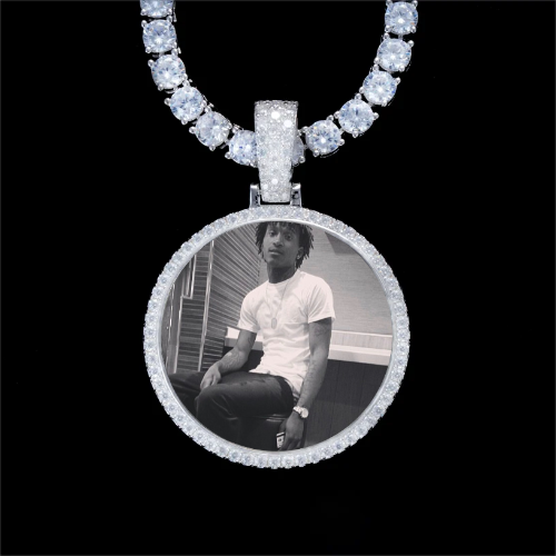 925S & VVS Moissanite 3D Circle Custom Picture Pendant