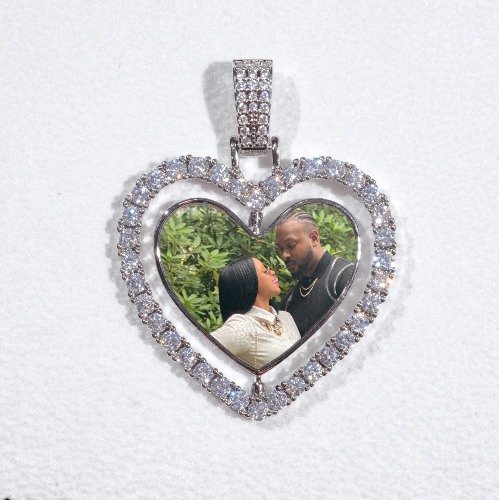 3D Spinning 2-Faced Heart Custom Picture Pendant