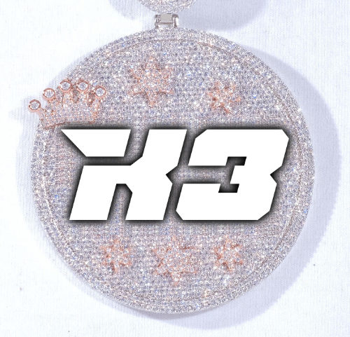 CUSTOM LETTER NECKLACE 3D BIG CROWN DISC