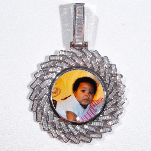 Large 3D Baguette Custom Picture Pendant