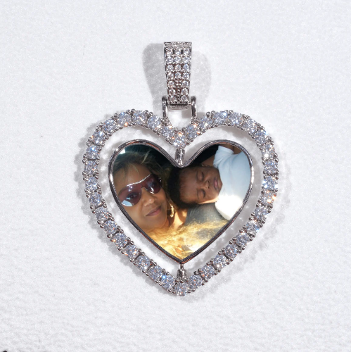 3D Spinning 2-Faced Heart Custom Picture Pendant