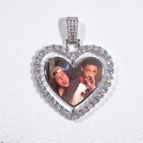 3D Spinning 2-Faced Heart Custom Picture Pendant