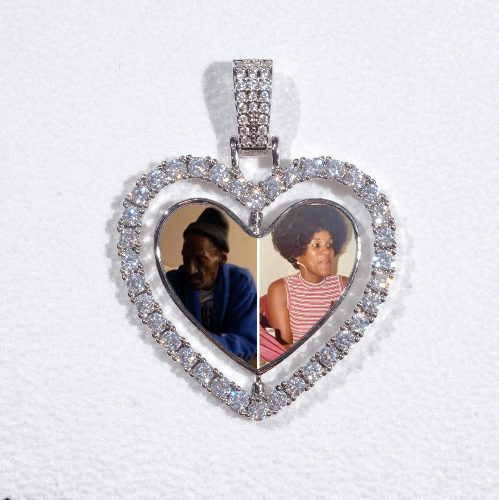 3D Spinning 2-Faced Heart Custom Picture Pendant