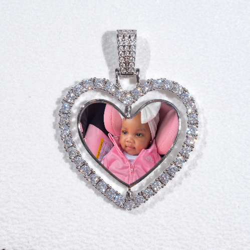 3D Spinning 2-Faced Heart Custom Picture Pendant