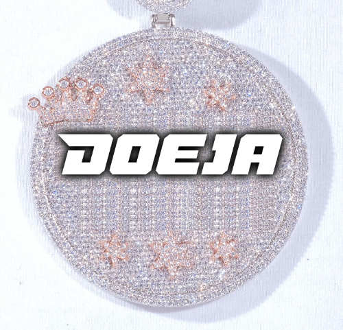 CUSTOM LETTER NECKLACE 3D BIG CROWN DISC