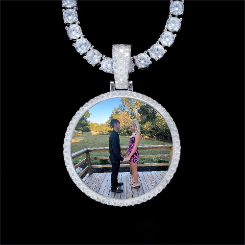 925S & VVS Moissanite 3D Circle Custom Picture Pendant