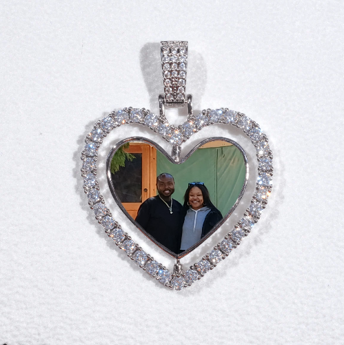 3D Spinning 2-Faced Heart Custom Picture Pendant