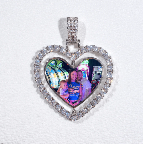 3D Spinning 2-Faced Heart Custom Picture Pendant