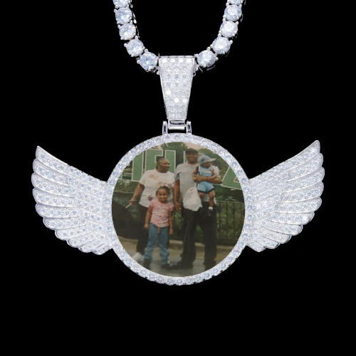925S & VVS Moissanite 3D Wing Custom Picture Pendant