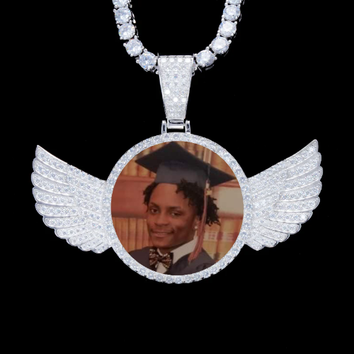 925S & VVS Moissanite 3D Wing Custom Picture Pendant