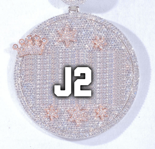 CUSTOM LETTER NECKLACE 3D BIG CROWN DISC