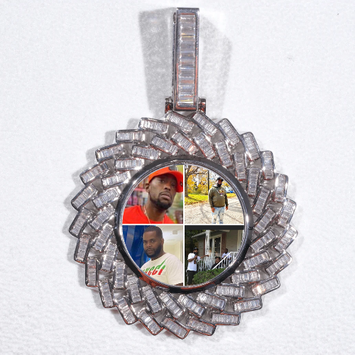 Large 3D Baguette Custom Picture Pendant