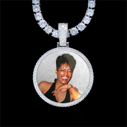 925S & VVS Moissanite 3D Circle Custom Picture Pendant