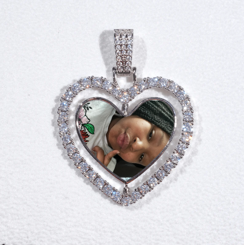 3D Spinning 2-Faced Heart Custom Picture Pendant