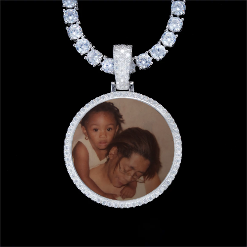 925S & VVS Moissanite 3D Circle Custom Picture Pendant