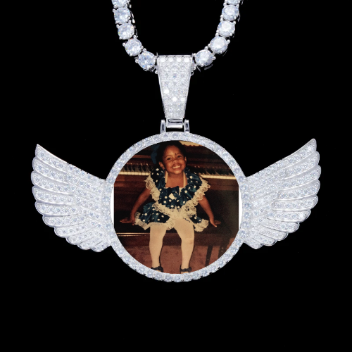 925S & VVS Moissanite 3D Wing Custom Picture Pendant