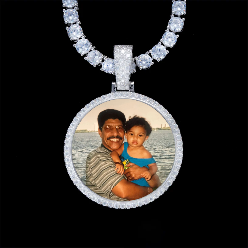 925S & VVS Moissanite 3D Circle Custom Picture Pendant