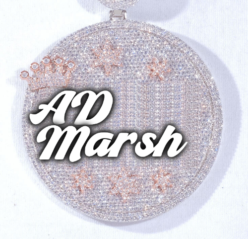 CUSTOM LETTER NECKLACE 3D BIG CROWN DISC