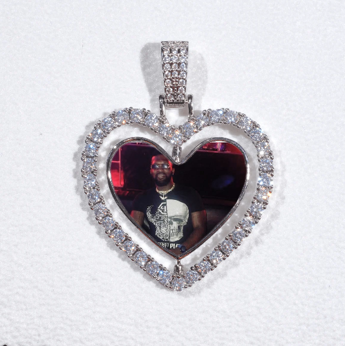 3D Spinning 2-Faced Heart Custom Picture Pendant