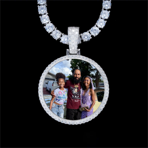 925S & VVS Moissanite 3D Circle Custom Picture Pendant