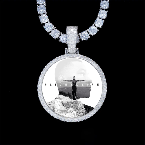 925S & VVS Moissanite 3D Circle Custom Picture Pendant