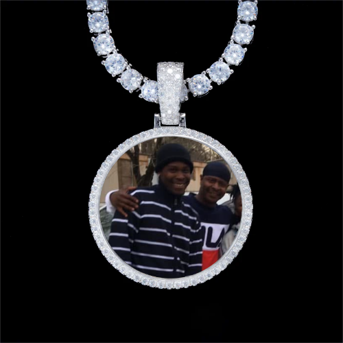925S & VVS Moissanite 3D Circle Custom Picture Pendant