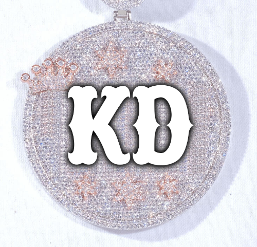 CUSTOM LETTER NECKLACE 3D BIG CROWN DISC
