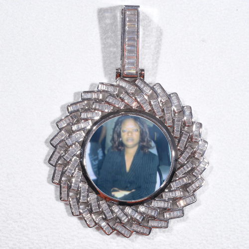 Large 3D Baguette Custom Picture Pendant