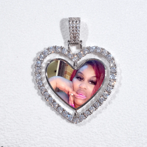 3D Spinning 2-Faced Heart Custom Picture Pendant