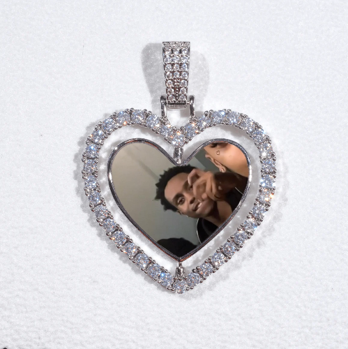 3D Spinning 2-Faced Heart Custom Picture Pendant