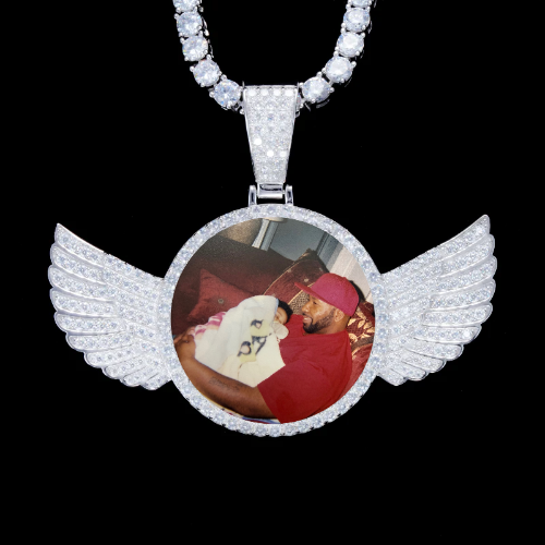 925S & VVS Moissanite 3D Wing Custom Picture Pendant