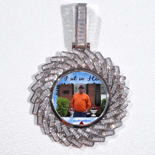 Large 3D Baguette Custom Picture Pendant