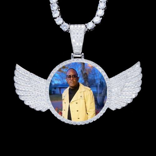 925S & VVS Moissanite 3D Wing Custom Picture Pendant