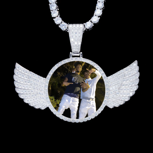 925S & VVS Moissanite 3D Wing Custom Picture Pendant