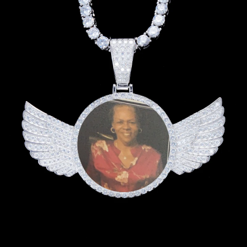 925S & VVS Moissanite 3D Wing Custom Picture Pendant