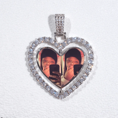 3D Spinning 2-Faced Heart Custom Picture Pendant
