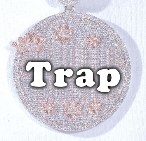 CUSTOM LETTER NECKLACE 3D BIG CROWN DISC