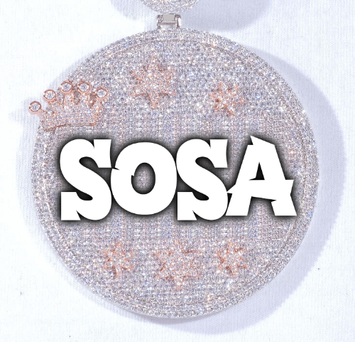 CUSTOM LETTER NECKLACE 3D BIG CROWN DISC
