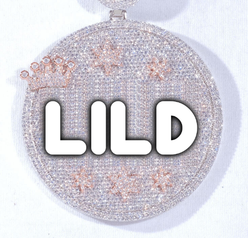 CUSTOM LETTER NECKLACE 3D BIG CROWN DISC