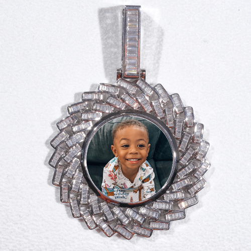 Large 3D Baguette Custom Picture Pendant