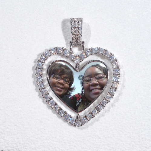 3D Spinning 2-Faced Heart Custom Picture Pendant