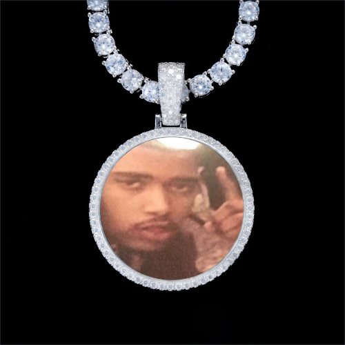 925S & VVS Moissanite 3D Circle Custom Picture Pendant