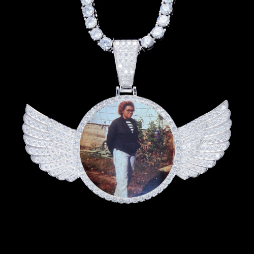 925S & VVS Moissanite 3D Wing Custom Picture Pendant